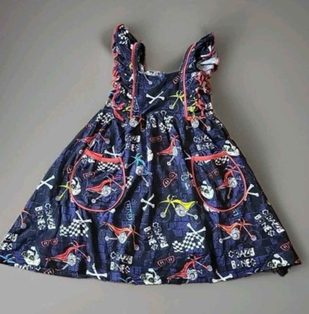 Nev Clothing Girls Crazy Bones Dirt Bike Fall Sz 12-18 MonthsSleeveless Dress